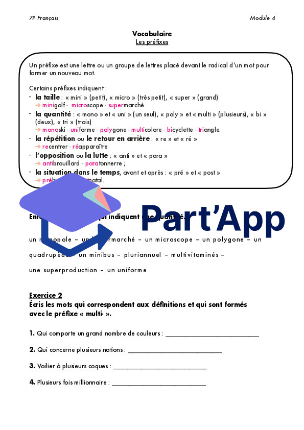 Module Francais Part'App | Français Module 4 - 7P