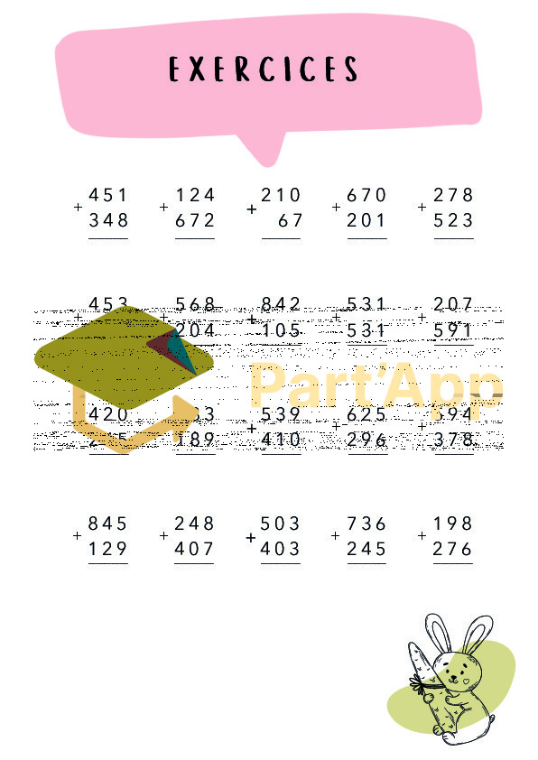 Exercises Math 5p Part'App | Math 5P Dossier additions et soustractions en colonne