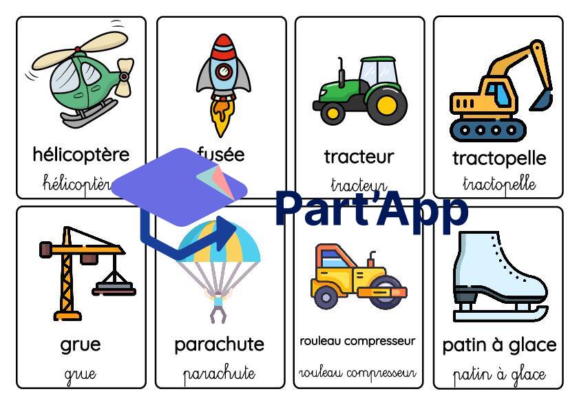 Part'App | Carte de vocabulaire - les moyens de transport