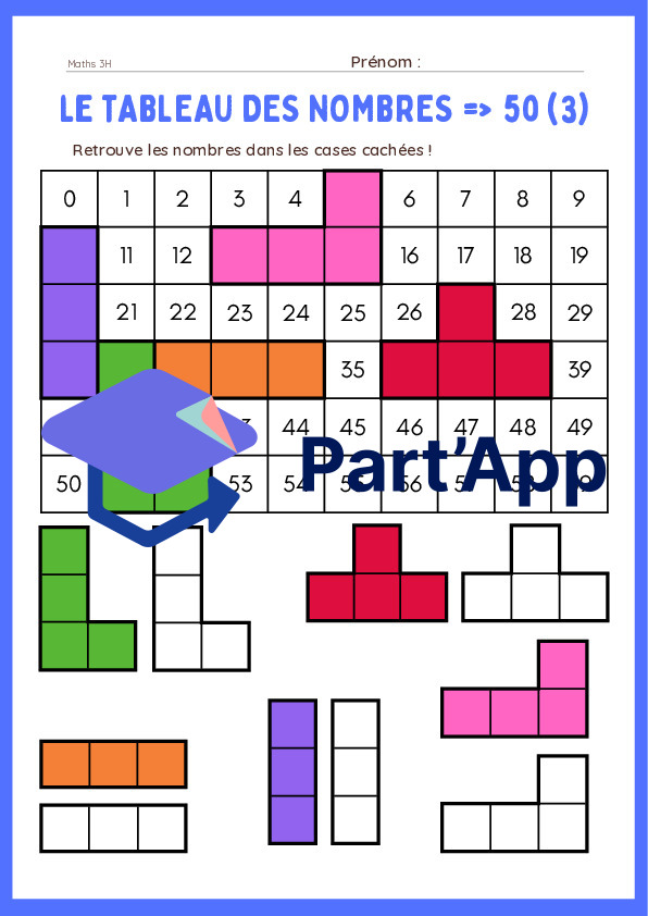 Part App Le Tableau Des Nombres De 0 40 Puis De 0 50 Part App Le Tableau Des Nombres De 0 40 Puis De 0 50